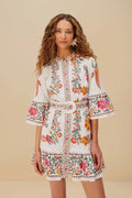 Off-White Delicate Forest Scarves Organic Cotton Mini Dress