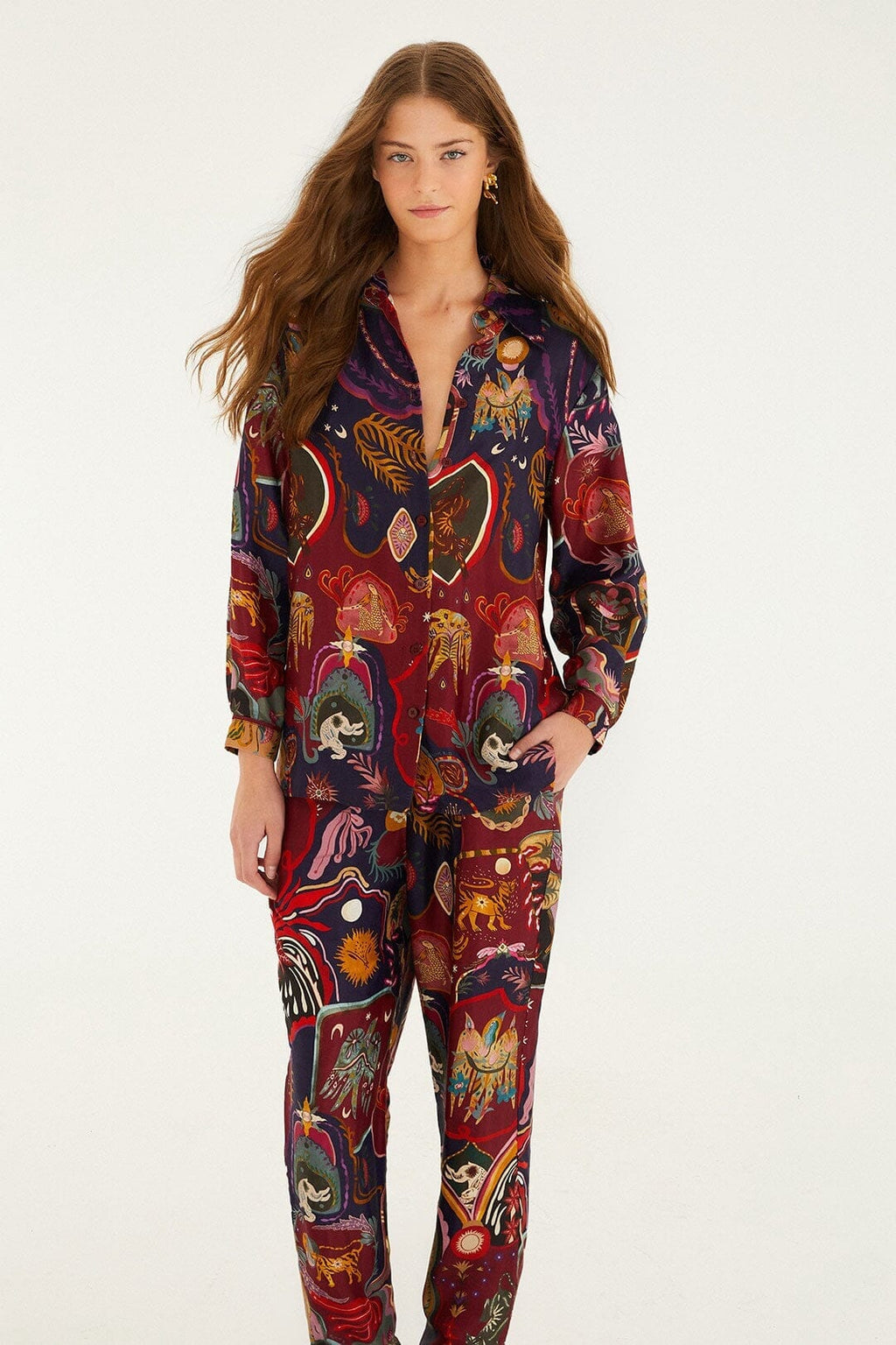Multicolor Artsy Surreal Land Lenzing™ Ecovero™ Viscose Pants