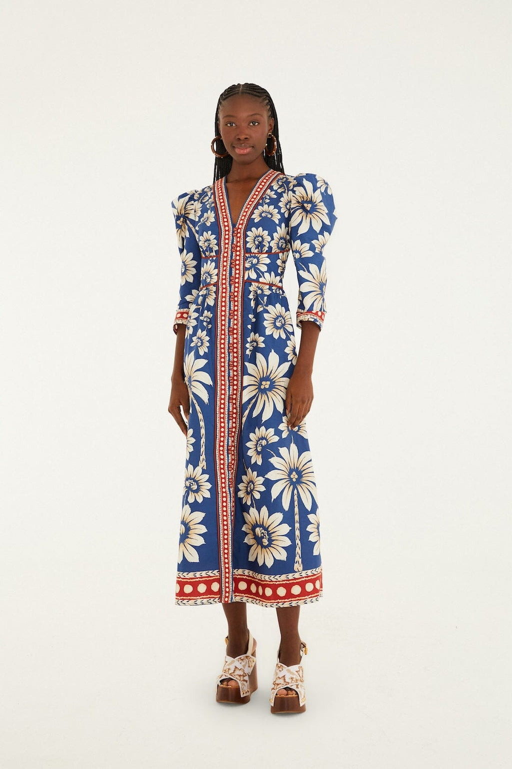 Blue Luna Puff Sleeve Organic Cotton Maxi Dress