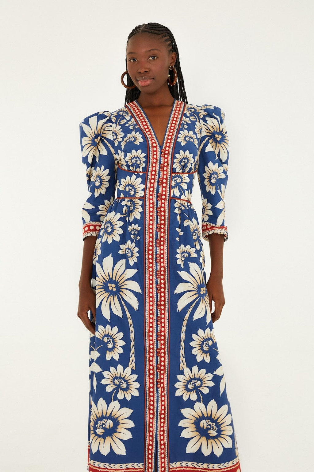 Blue Luna Puff Sleeve Organic Cotton Maxi Dress