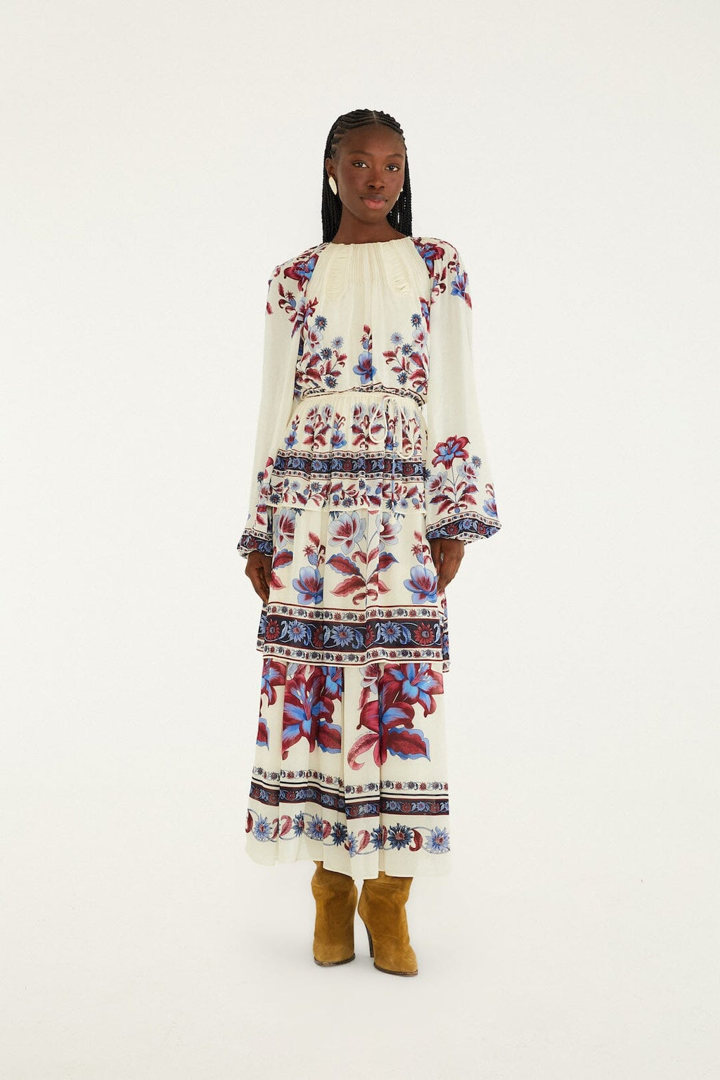 White Malu Winter Cut-Out Long Sleeve Maxi Dress