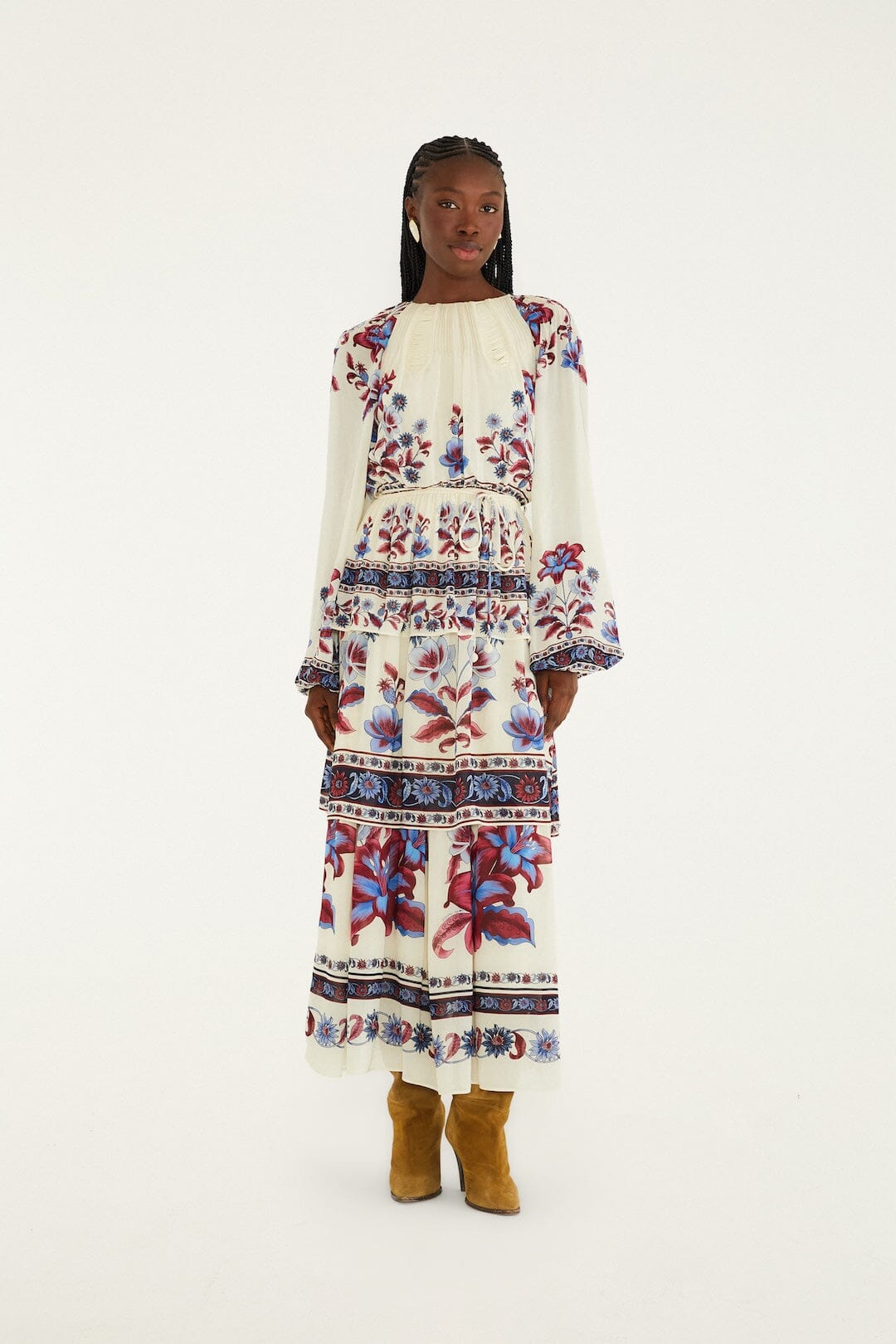 White Malu Winter Cut-Out Long Sleeve Maxi Dress