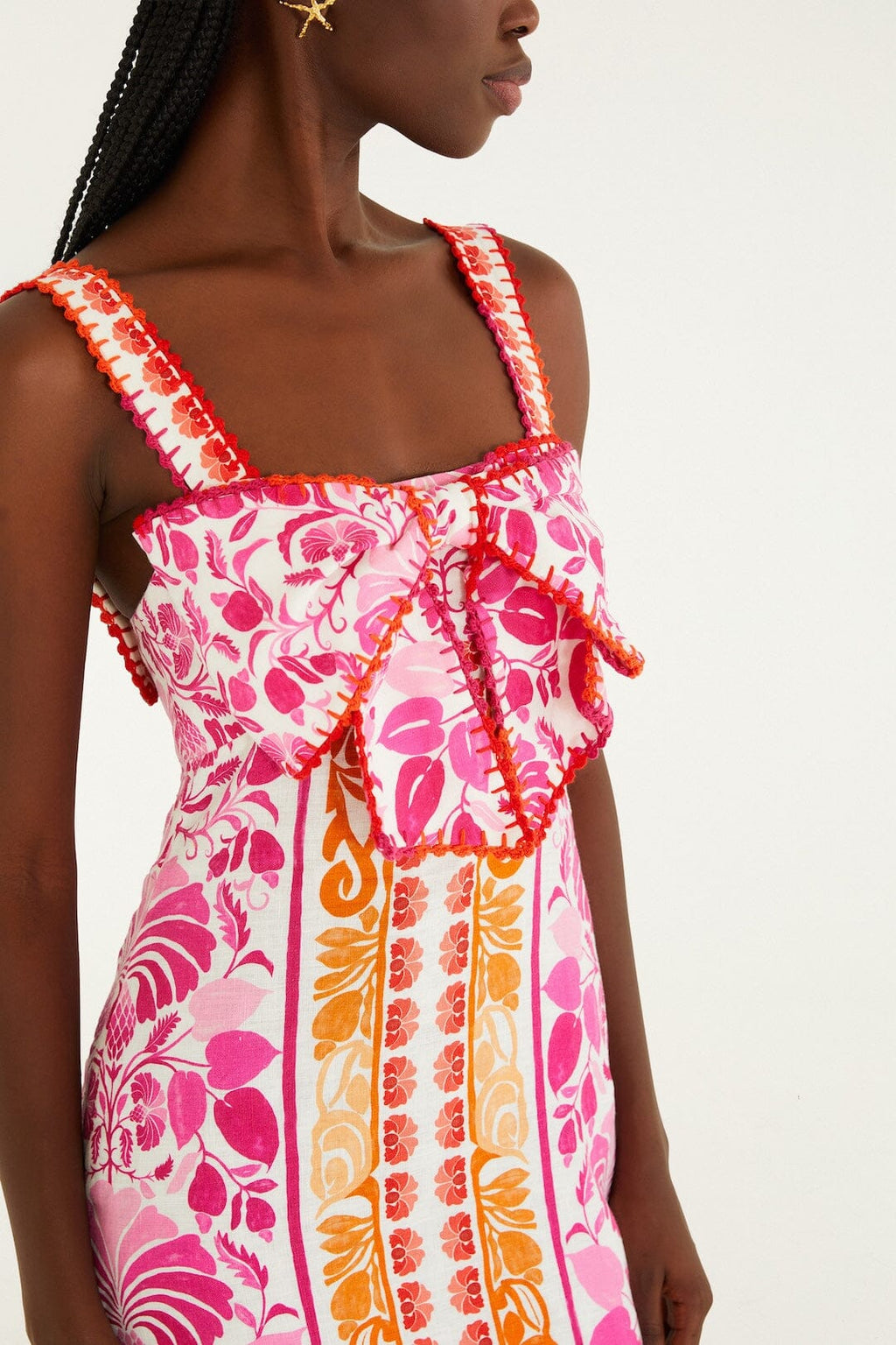 Off-White Santorini Crochet Euroflax™ Premium Linen Mini Dress