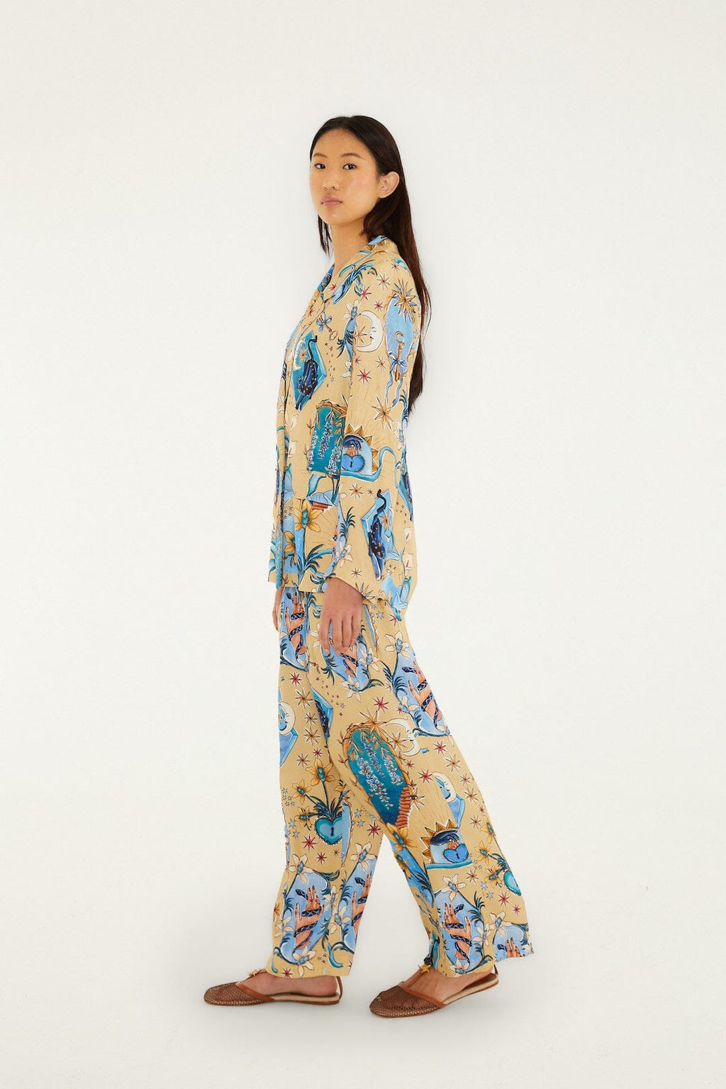 Sand Mystical Wide-Leg Lenzing™ Ecovero™ Viscose Pants