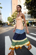 Multicolor Pleats Lenzing™ Ecovero™ Euroflax™ Maxi Dress