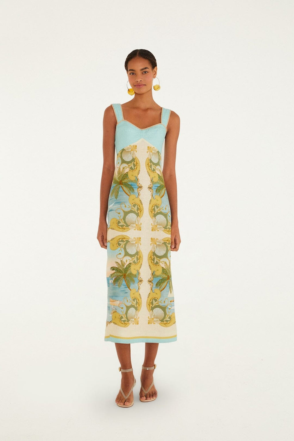 Multicolor Royal Sea Euroflax™ Premium Linen Maxi Dress