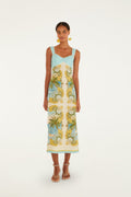 Multicolor Royal Sea Euroflax™ Premium Linen Maxi Dress