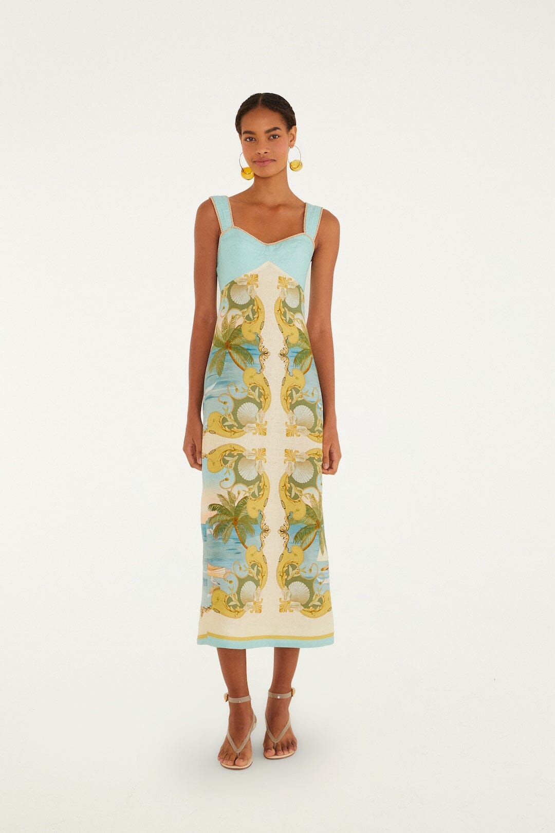 Multicolor Royal Sea Euroflax™ Premium Linen Maxi Dress