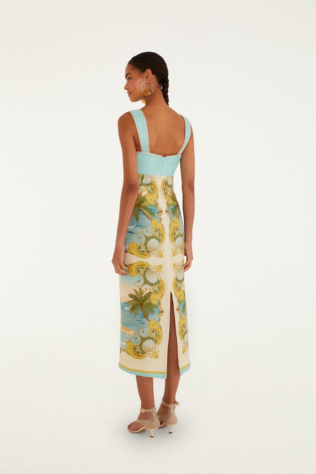 Multicolor Royal Sea Euroflax™ Premium Linen Maxi Dress