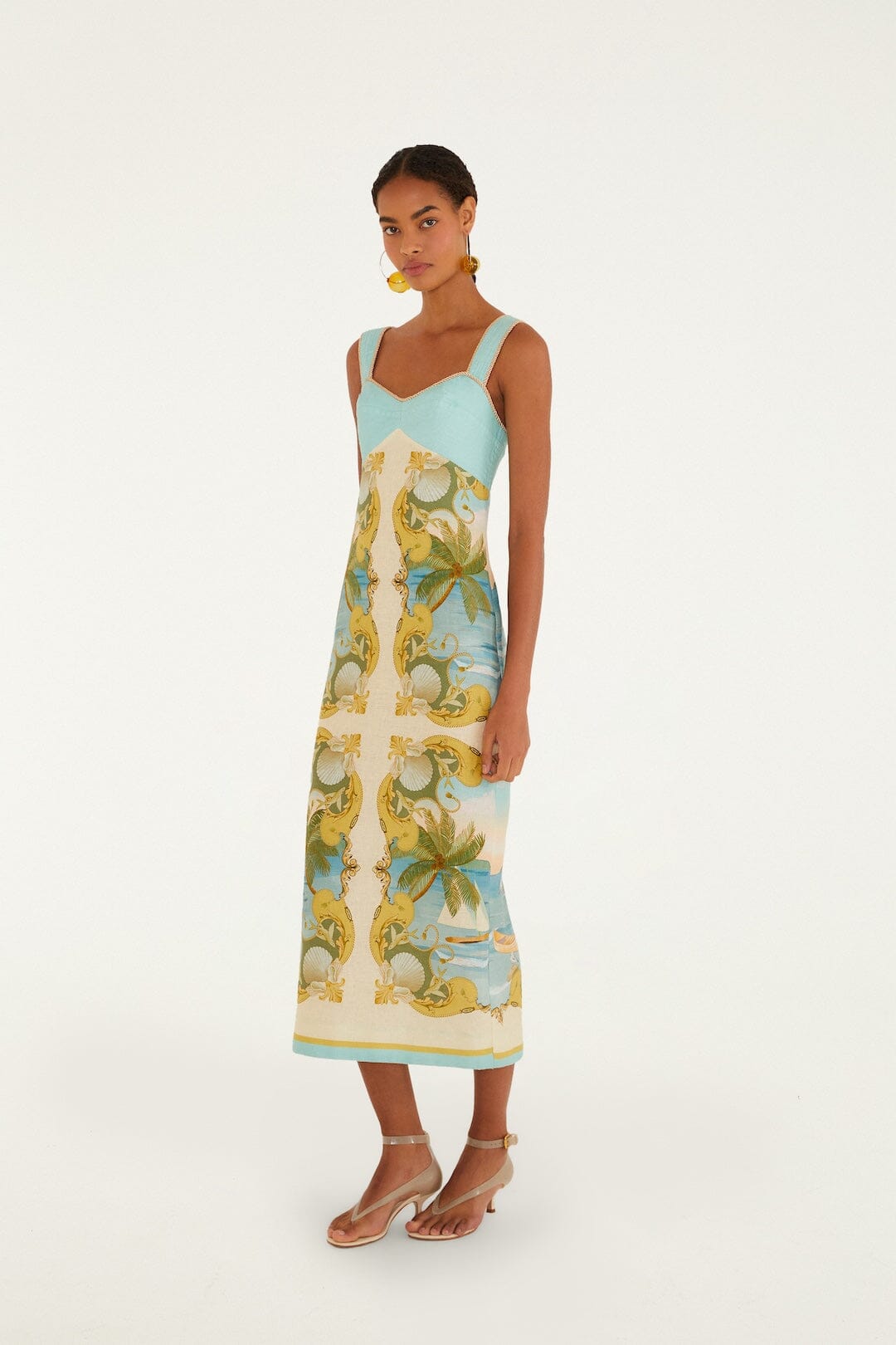 Multicolor Royal Sea Euroflax™ Premium Linen Maxi Dress