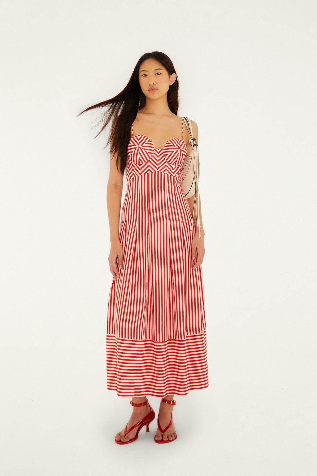 Off-White Checkered Stripes Sleeveless Lenzing™ Ecovero™ Euroflax™ Maxi Dress