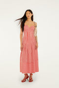 Off-White Checkered Stripes Sleeveless Lenzing™ Ecovero™ Euroflax™ Maxi Dress