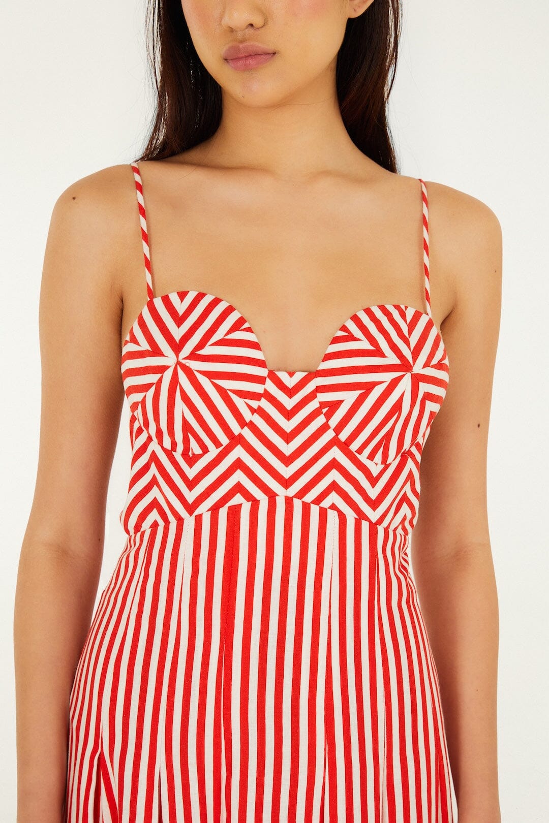 Off-White Checkered Stripes Sleeveless Lenzing™ Ecovero™ Euroflax™ Maxi Dress