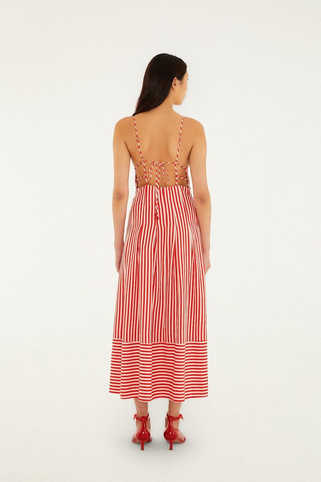 Off-White Checkered Stripes Sleeveless Lenzing™ Ecovero™ Euroflax™ Maxi Dress