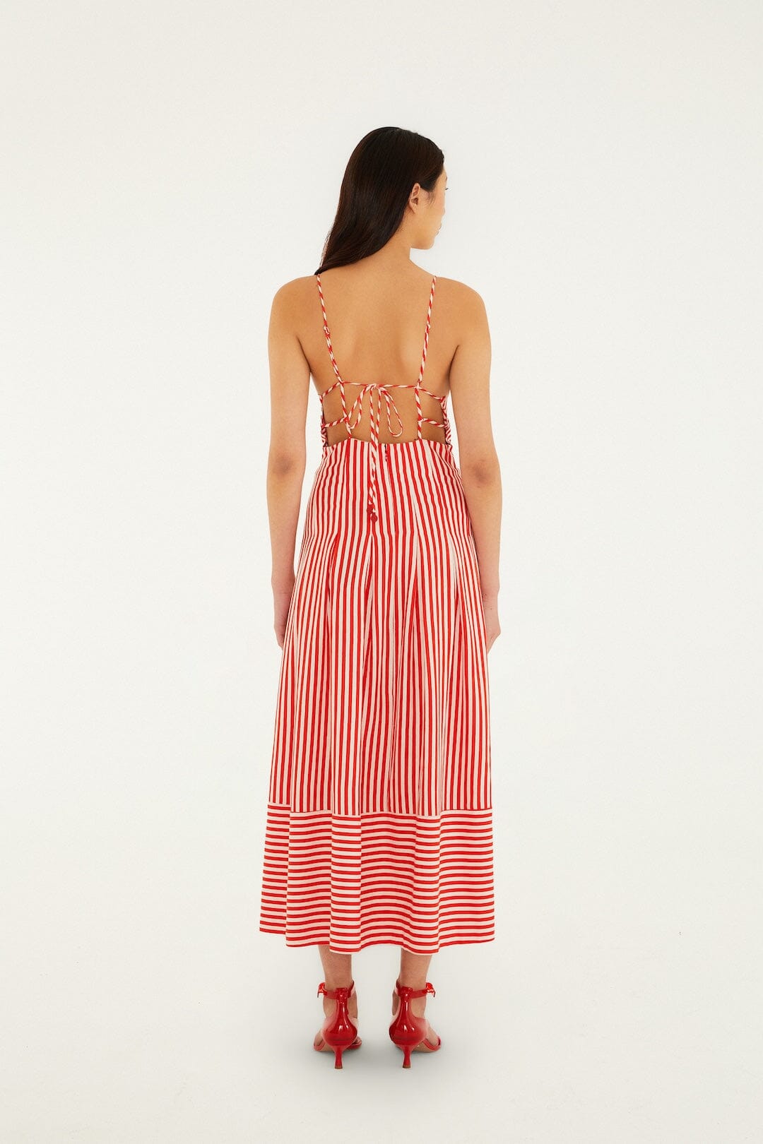 Off-White Checkered Stripes Sleeveless Lenzing™ Ecovero™ Euroflax™ Maxi Dress