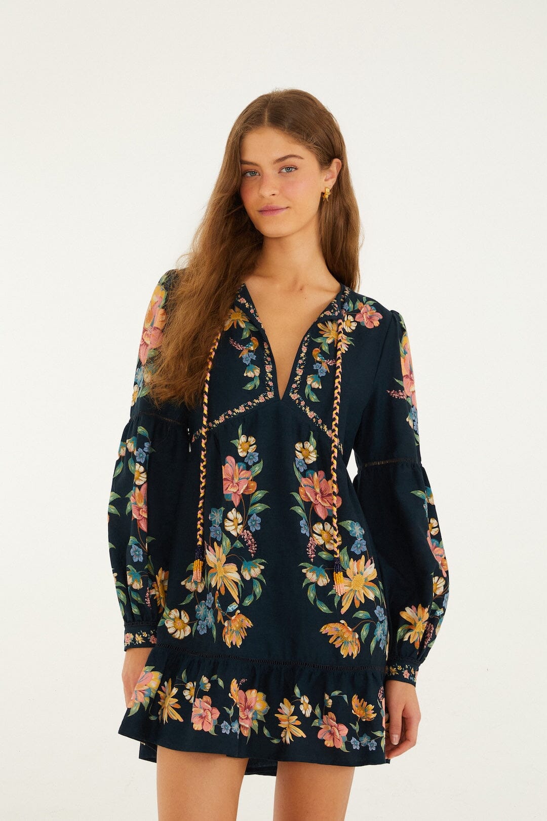 Dark Blue Maira Floral Lenzing™ Ecovero™ Euroflax™ Mini Dress