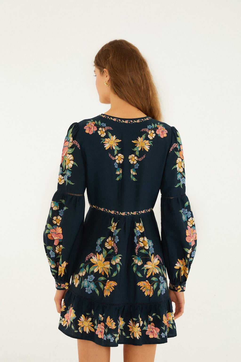 Dark Blue Maira Floral Lenzing™ Ecovero™ Euroflax™ Mini Dress