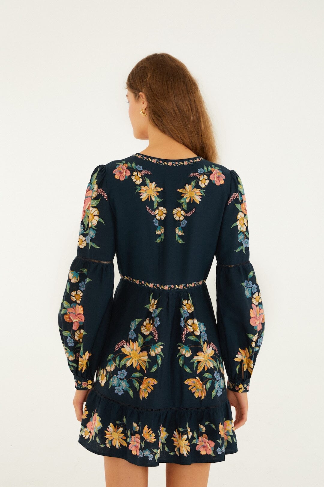 Dark Blue Maira Floral Lenzing™ Ecovero™ Euroflax™ Mini Dress
