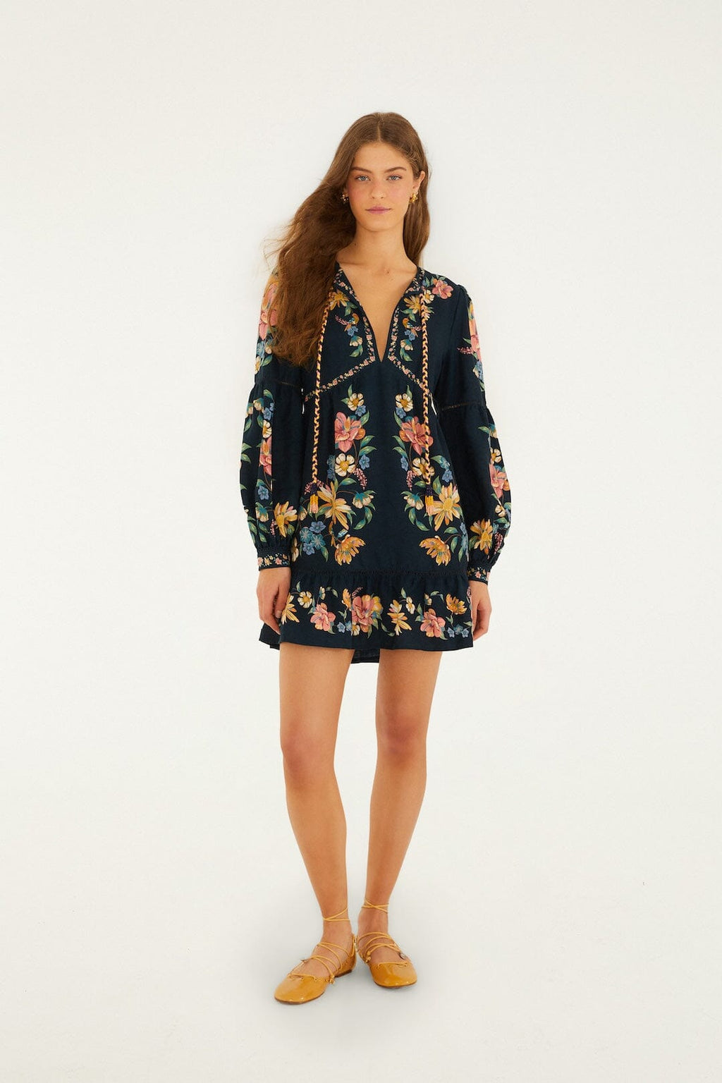 Dark Blue Maira Floral Lenzing™ Ecovero™ Euroflax™ Mini Dress