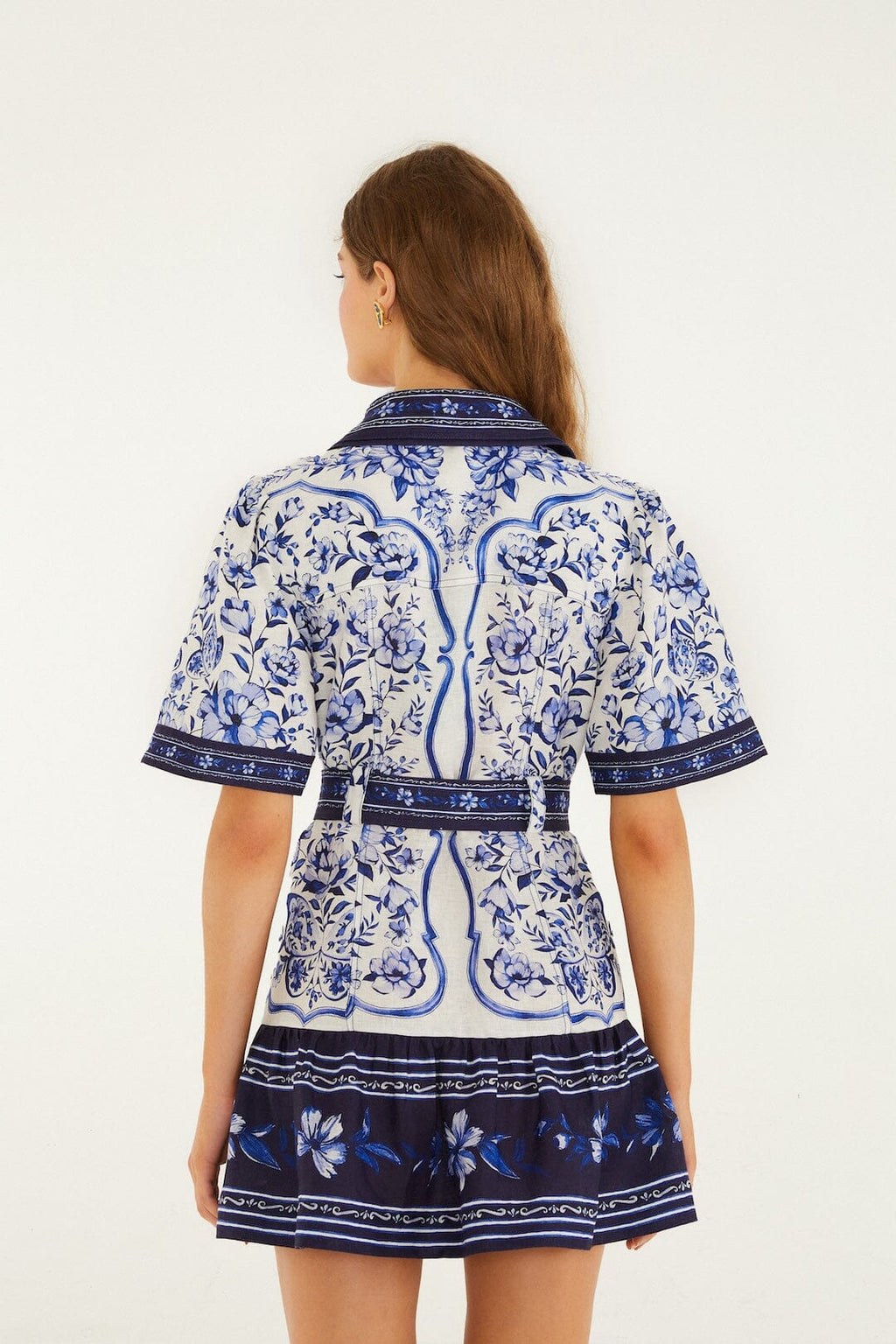 Off-White Porcelain Garden Euroflax™ Premium Linen Mini Dress