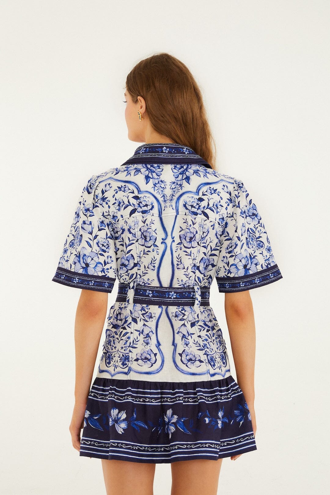 Off-White Porcelain Garden Euroflax™ Premium Linen Mini Dress