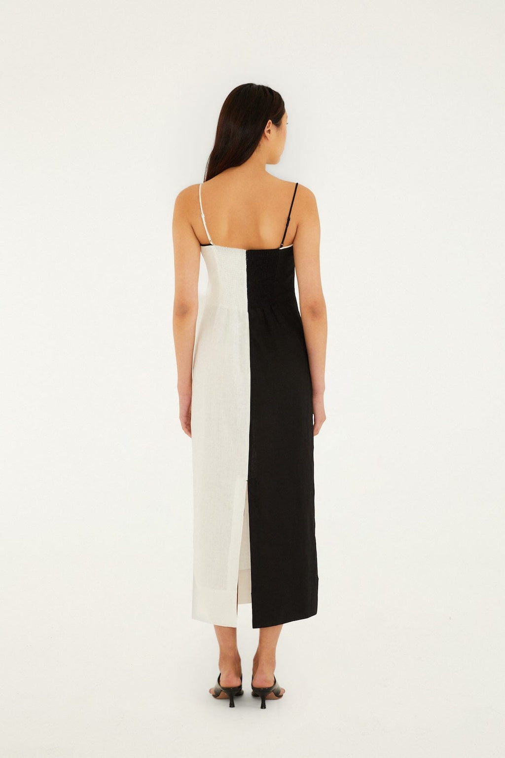 Black And White Embroidered Toucan Euroflax™ Premium Linen Sleeveless Maxi Dress