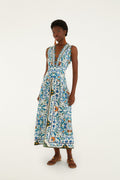 Off-White Flora Tile Scallop Euroflax™ Premium Linen Maxi Dress