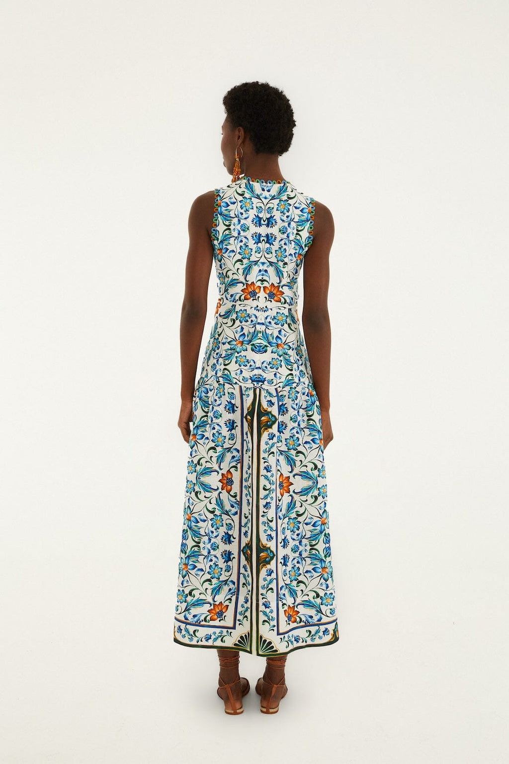 Off-White Flora Tile Scallop Euroflax™ Premium Linen Maxi Dress