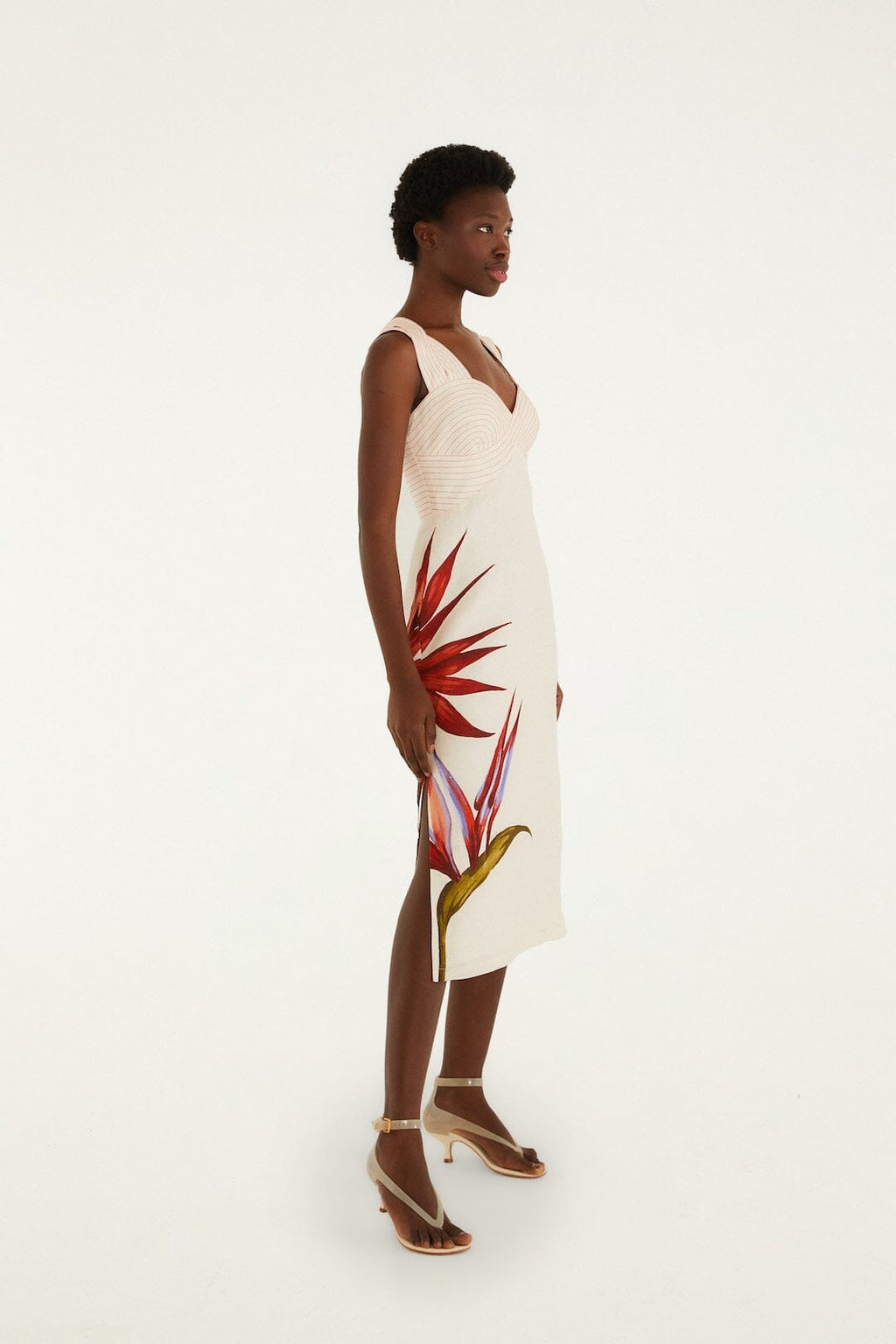Sand Strelitzia Euroflax™ Premium Linen Midi Dress
