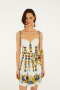 Off-White Tropi Belted Lenzing™ Ecovero™ Euroflax™ Mini Dress