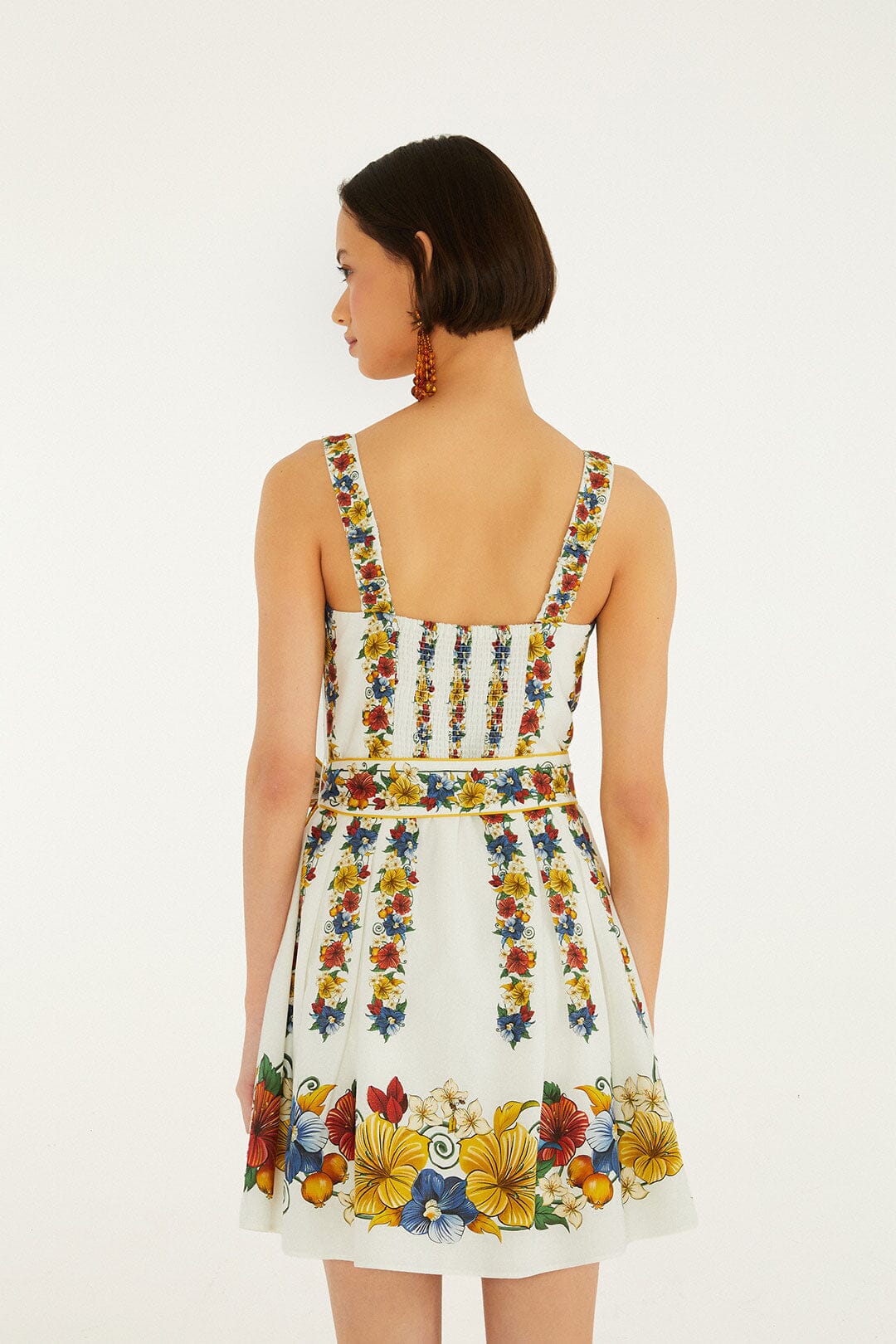 Off-White Tropi Belted Lenzing™ Ecovero™ Euroflax™ Mini Dress