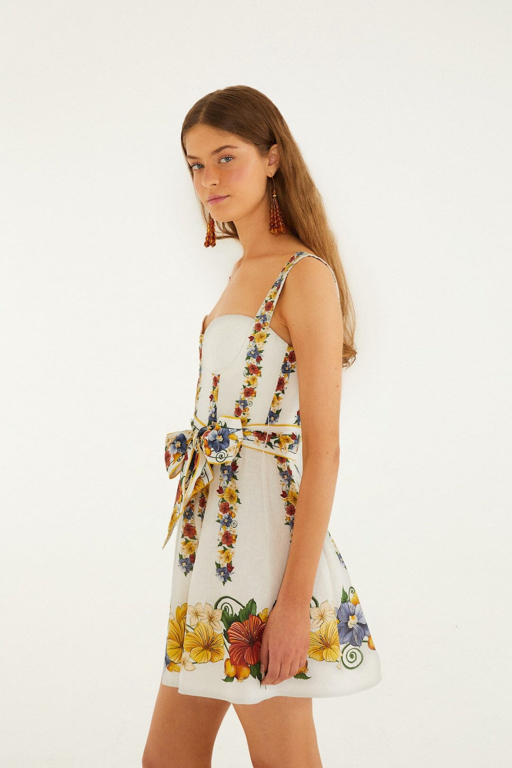Off-White Tropi Belted Lenzing™ Ecovero™ Euroflax™ Mini Dress