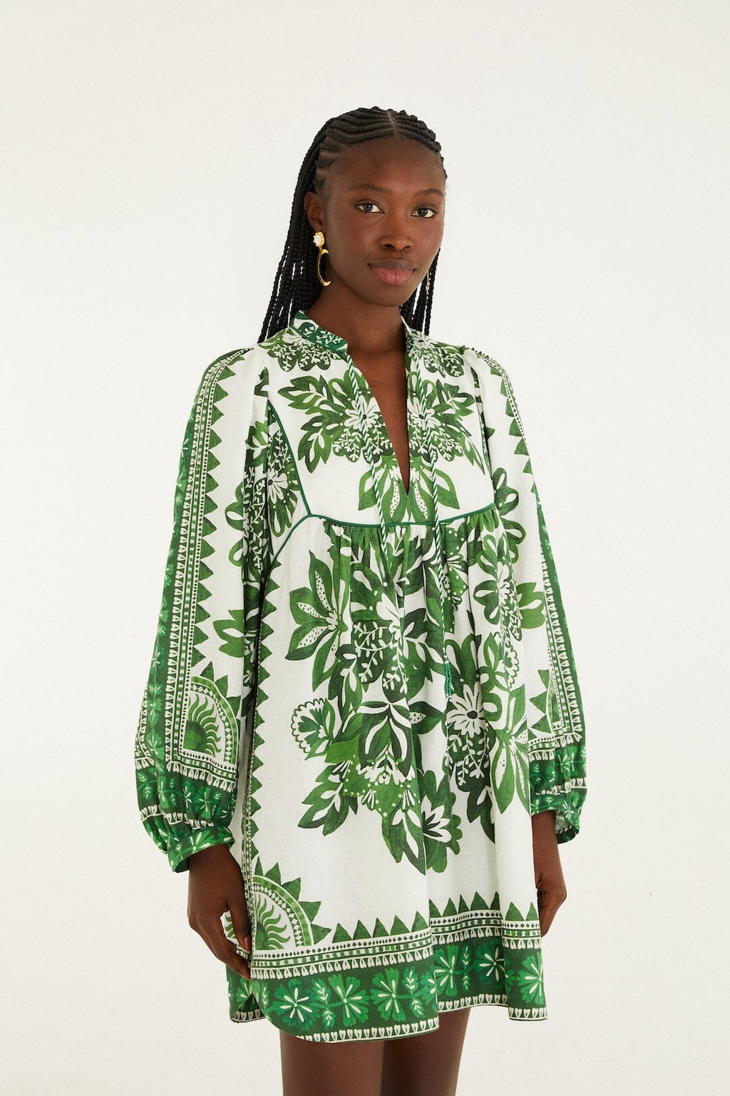 Green Flora Tapestry Lenzing™ Ecovero™ Euroflax™ Mini Dress