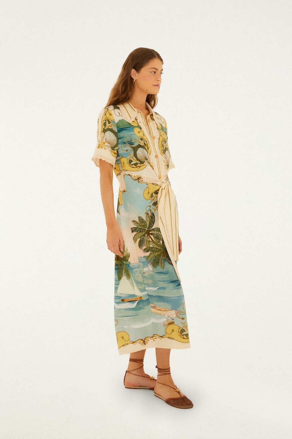 Off-White Royal Sea Collared Lenzing™ Ecovero™ Euroflax™ Midi Dress