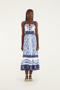 Off-White Porcelain Garden Cut-Out Lenzing™ Ecovero™ Euroflax™ Midi Dress