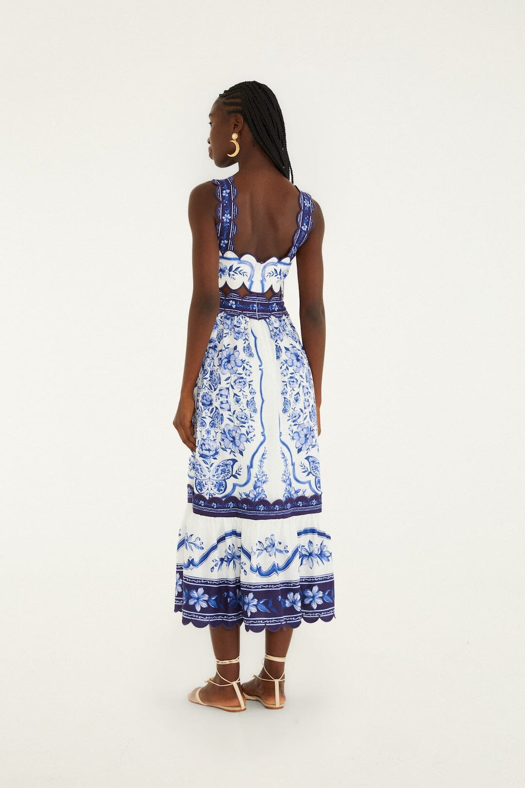 Off-White Porcelain Garden Cut-Out Lenzing™ Ecovero™ Euroflax™ Midi Dress