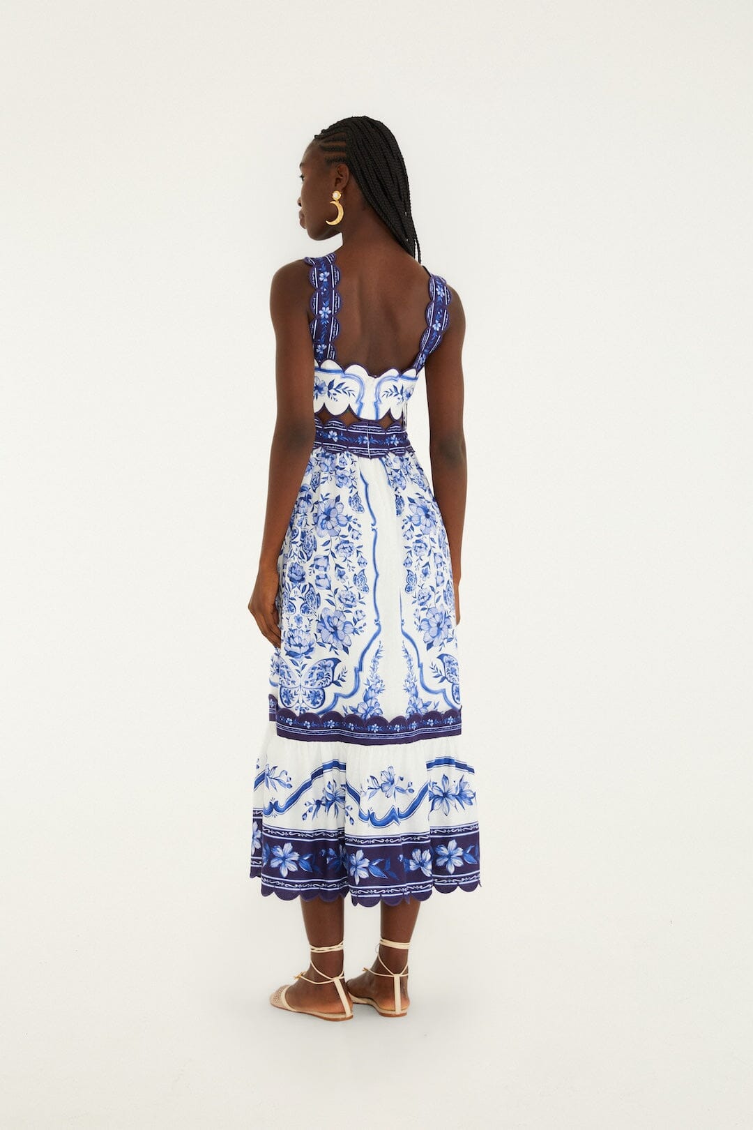 Off-White Porcelain Garden Cut-Out Lenzing™ Ecovero™ Euroflax™ Midi Dress