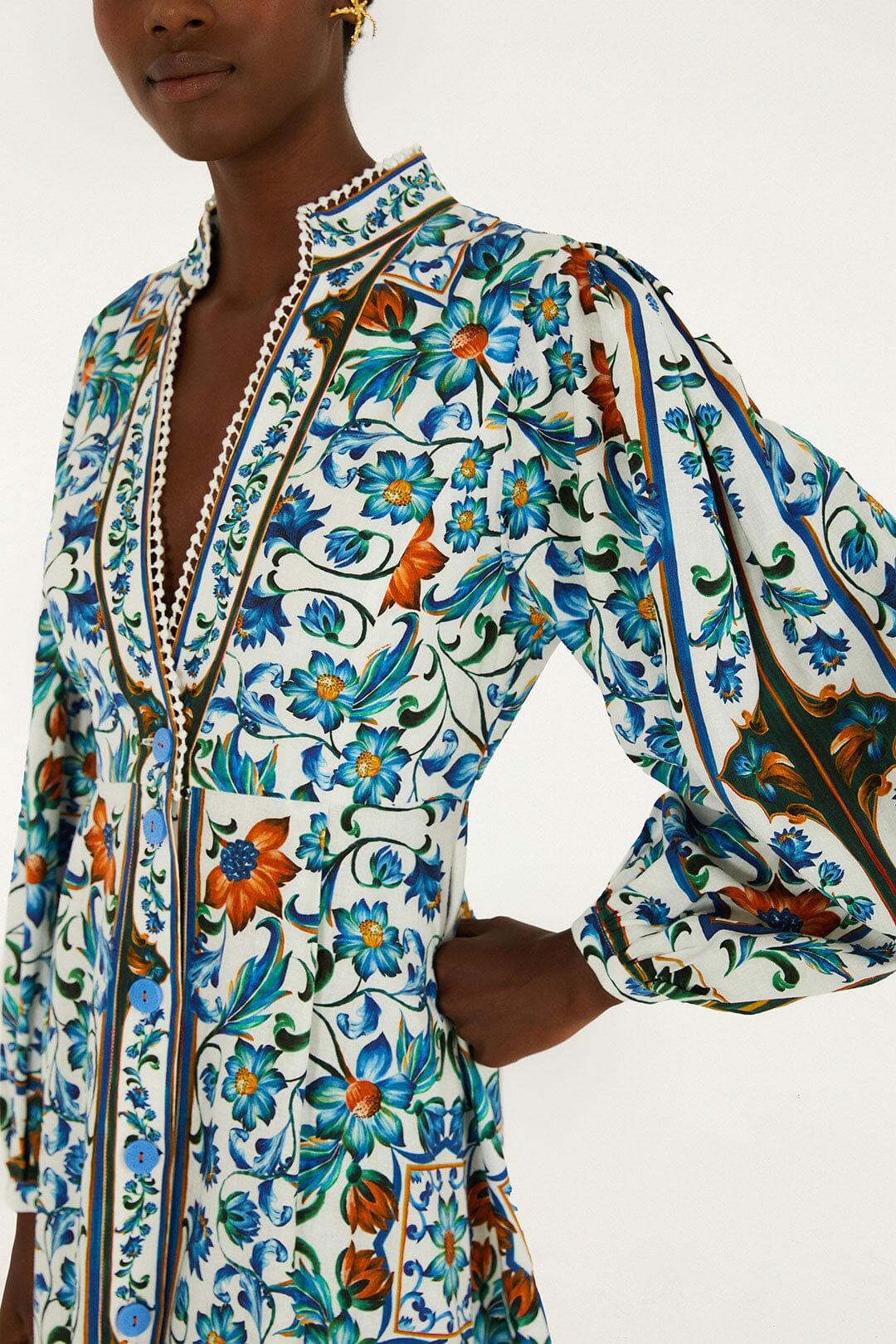 Off-White Flora Tile Lenzing™ Ecovero™ Euroflax™ Maxi Dress