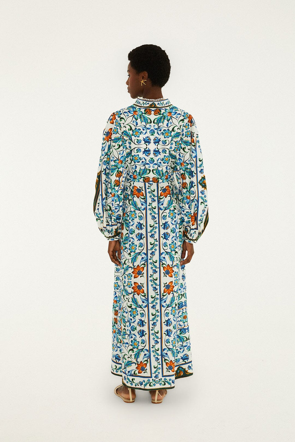 Off-White Flora Tile Lenzing™ Ecovero™ Euroflax™ Maxi Dress