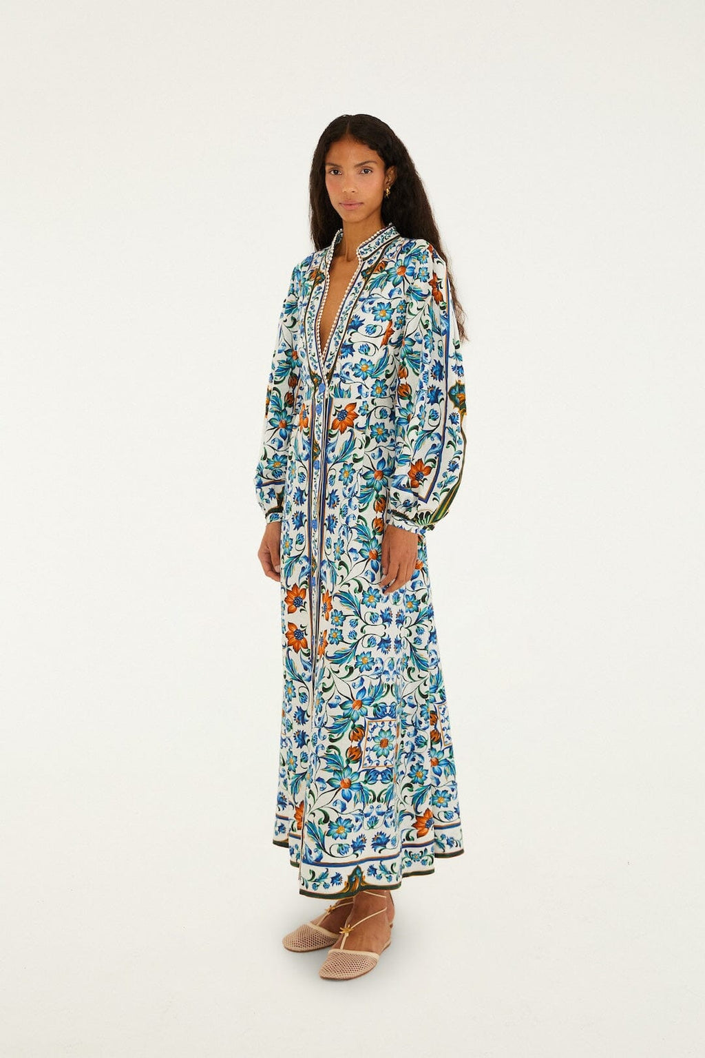 Off-White Flora Tile Lenzing™ Ecovero™ Euroflax™ Maxi Dress