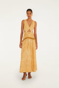 Caramel Usiacuri Cut-Out Lenzing™ Ecovero™ Euroflax™ Maxi Dress