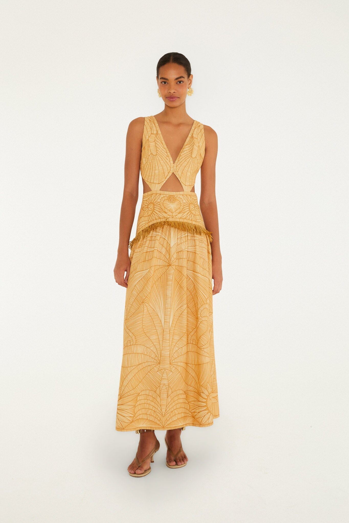 Caramel Usiacuri Cut-Out Lenzing™ Ecovero™ Euroflax™ Maxi Dress