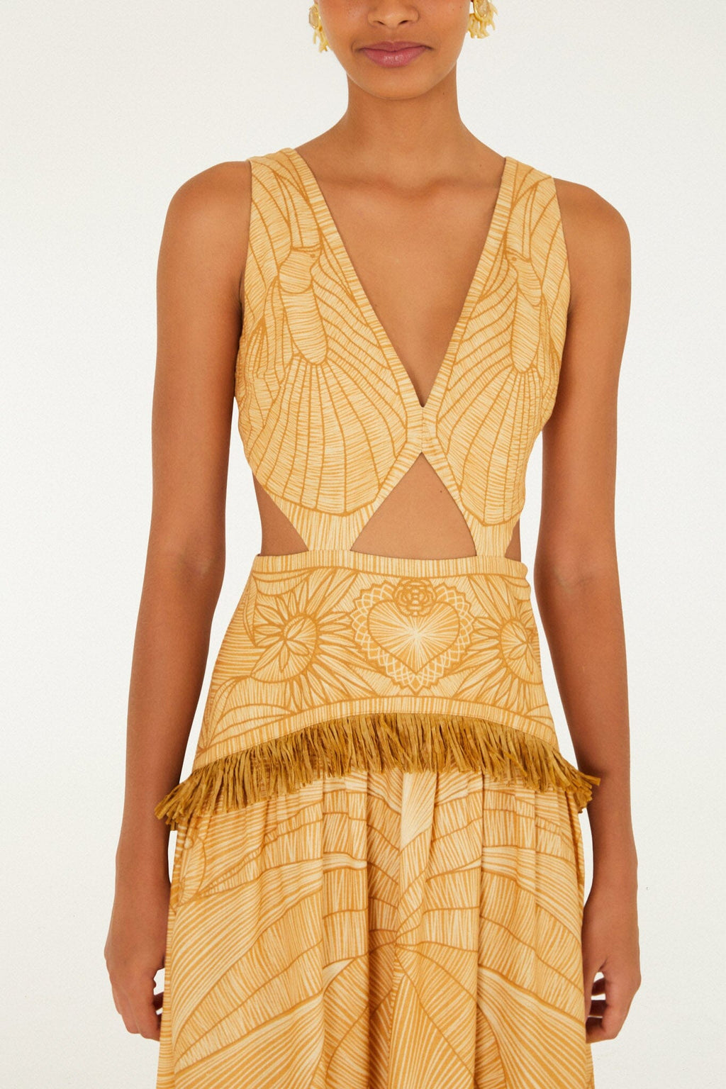 Caramel Usiacuri Cut-Out Lenzing™ Ecovero™ Euroflax™ Maxi Dress