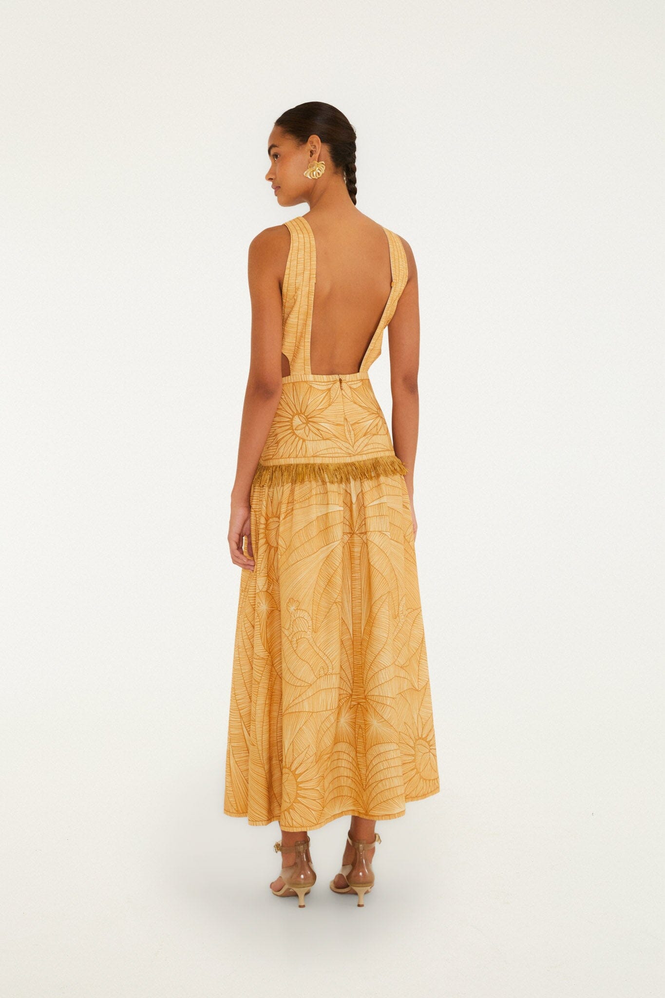 Caramel Usiacuri Cut-Out Lenzing™ Ecovero™ Euroflax™ Maxi Dress