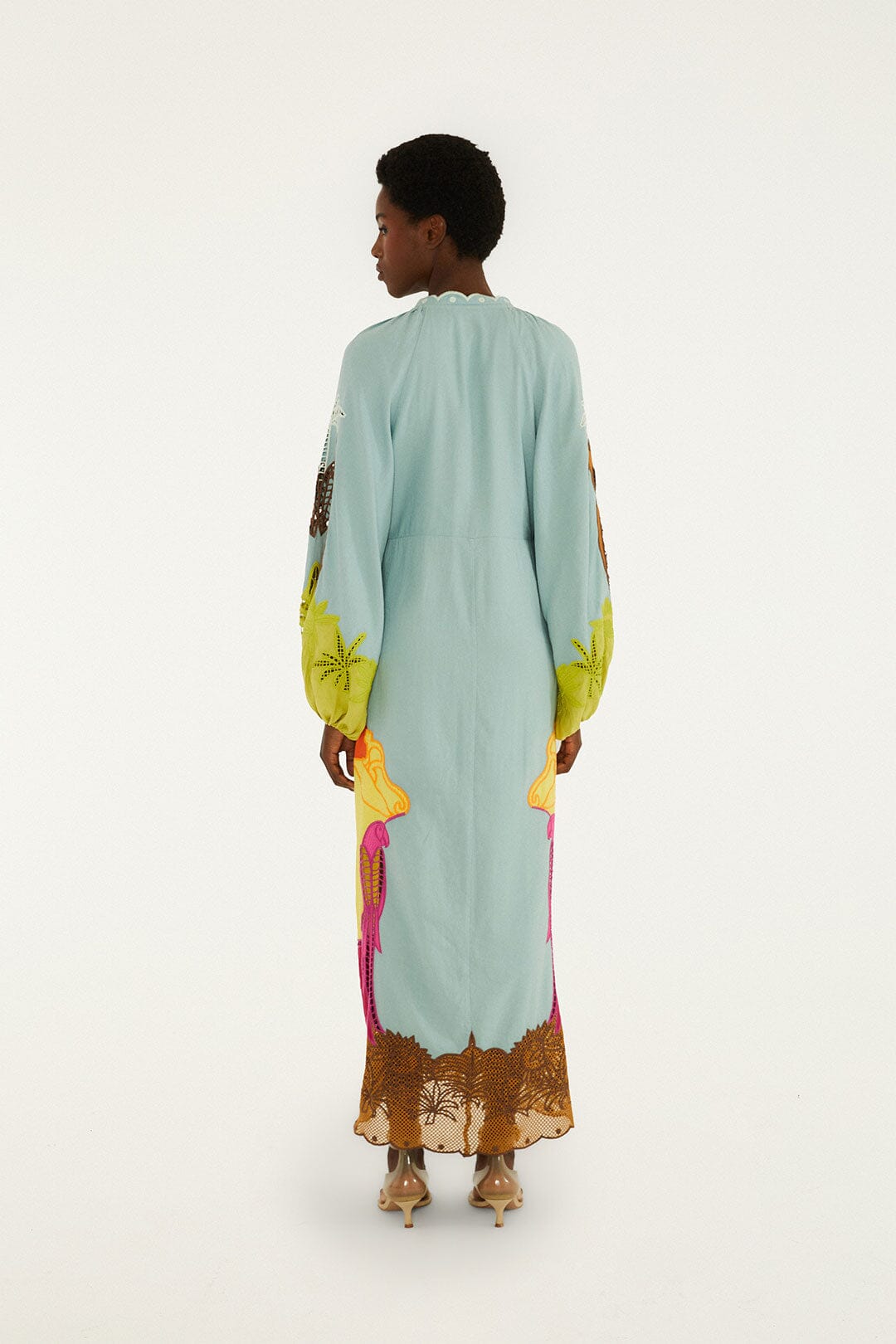 Multicolor Usiacuri Embroidered Lenzing™ Ecovero™ Euroflax™ Richelieu Maxi Dress