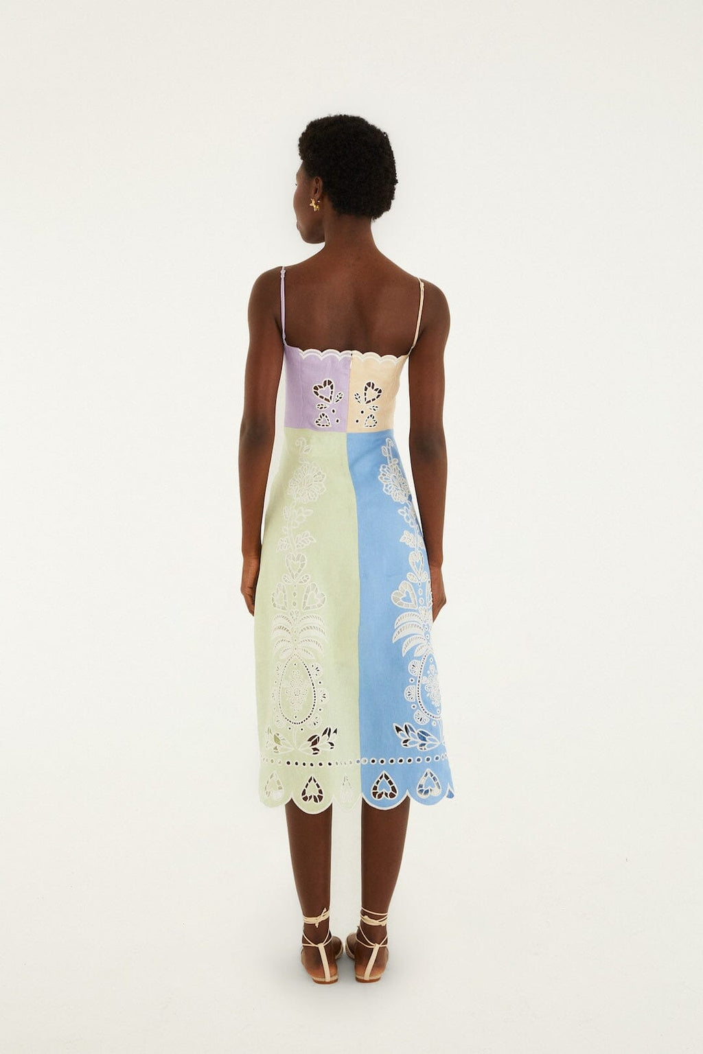 Multicolor Embroidered Euroflax™ Premium Linen Midi Dress