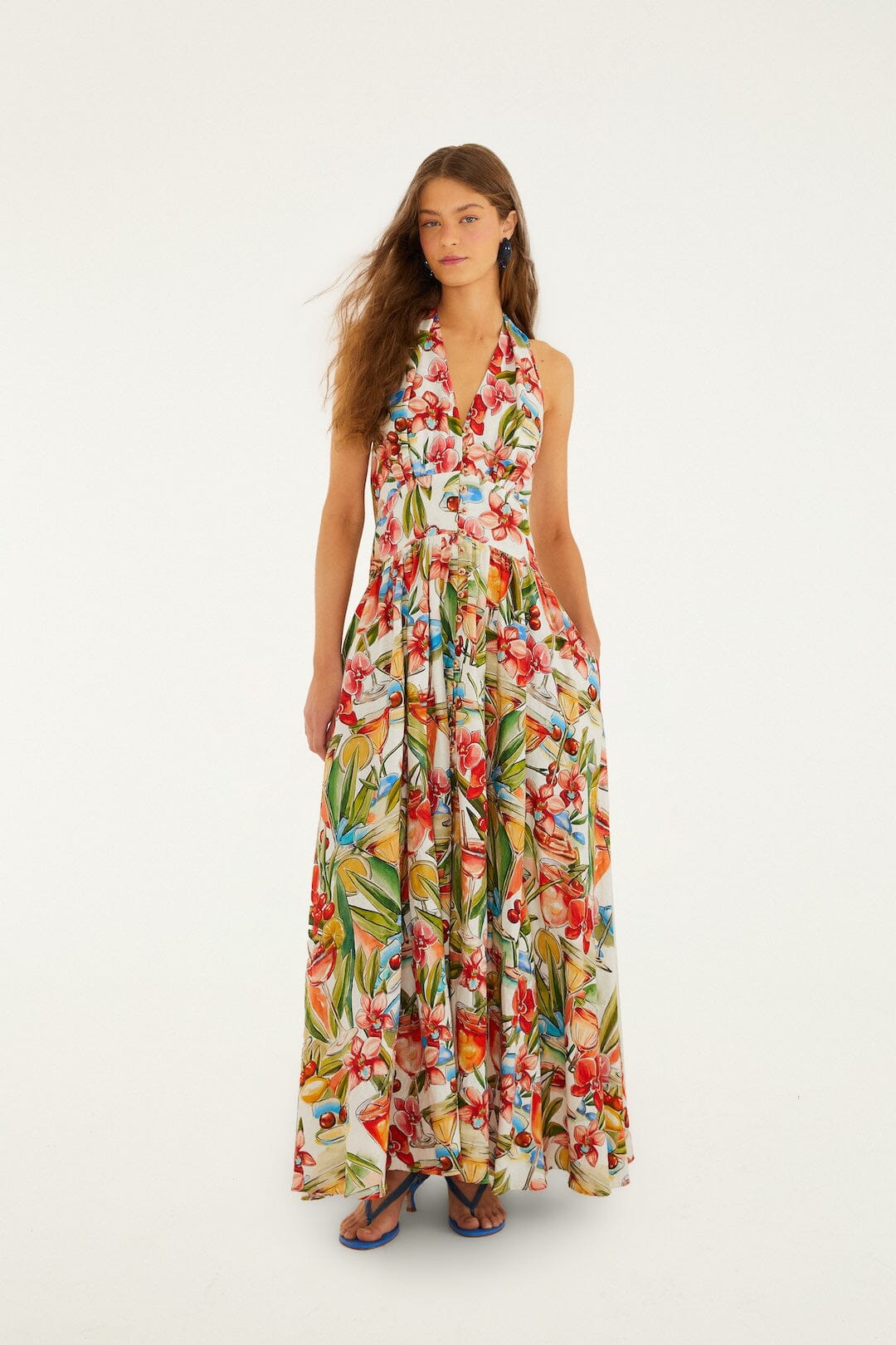 Off-White Cocktail Lenzing™ Ecovero™ Euroflax™ Maxi Dress