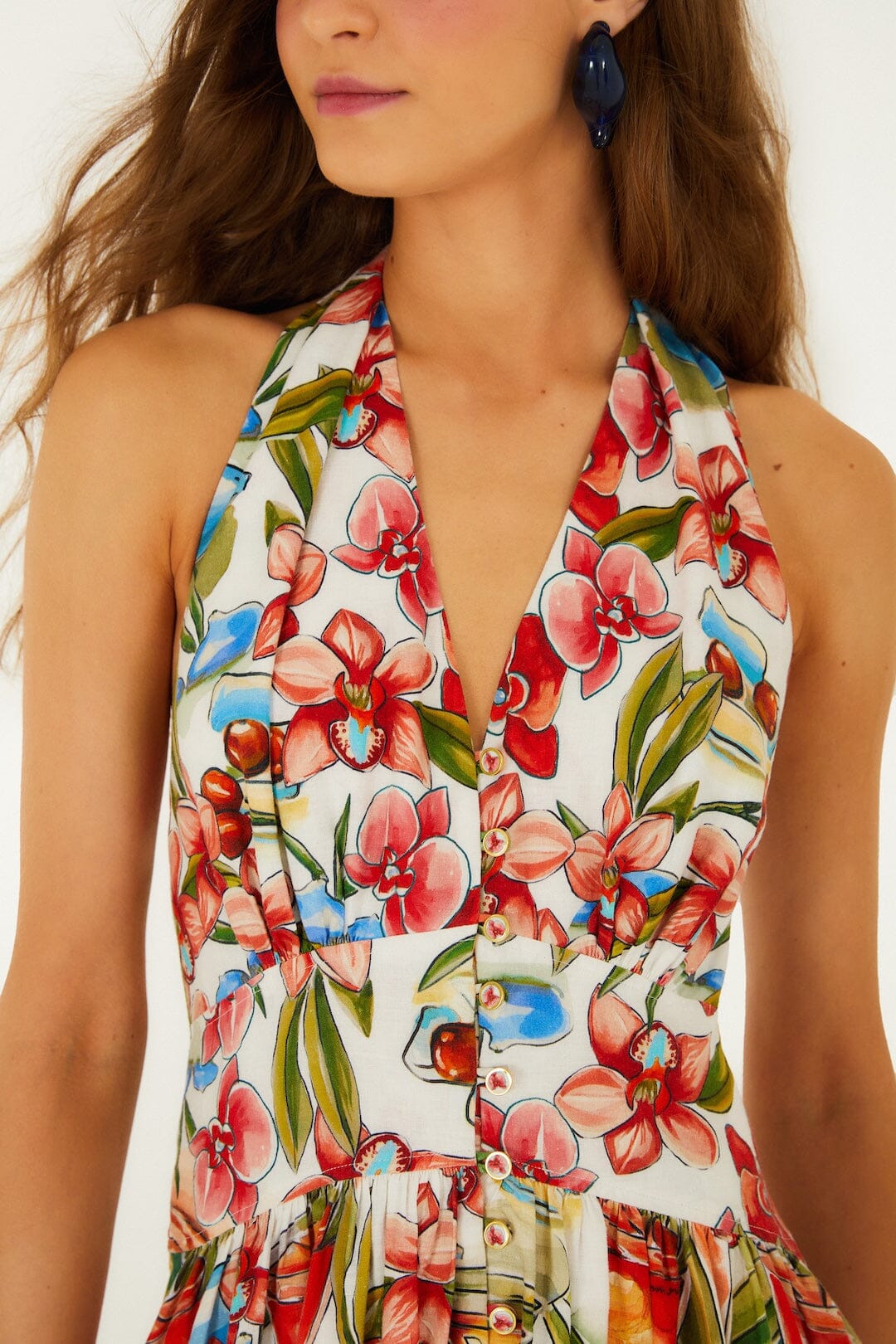 Off-White Cocktail Lenzing™ Ecovero™ Euroflax™ Maxi Dress