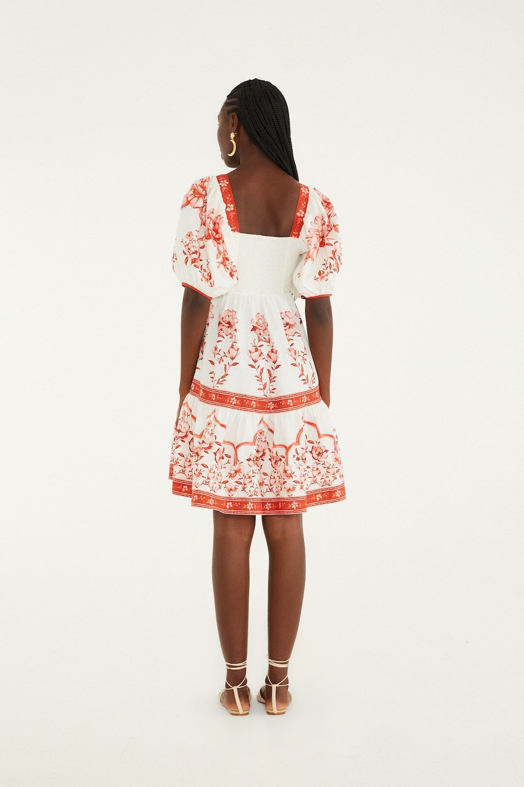 Red Porcelain Garden Organic Cotton Mini Dress