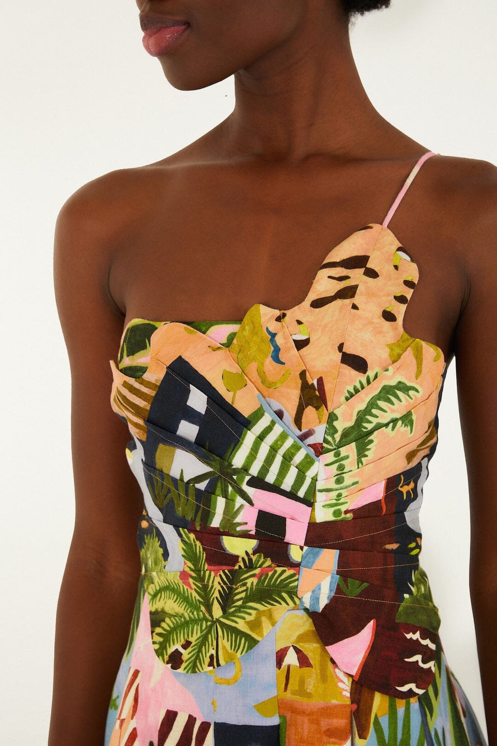 Multicolor Tropical Painting Lenzing™ Ecovero™ Euroflax™ Mini Dress
